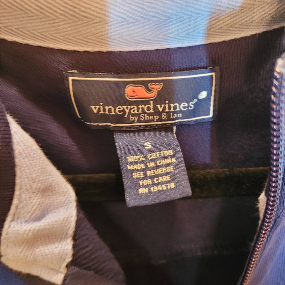 Vineyard Vines Men's 1/4 Zip-Up Sweater in Navy and Light Blue Sz Small - Picture 4 of 14